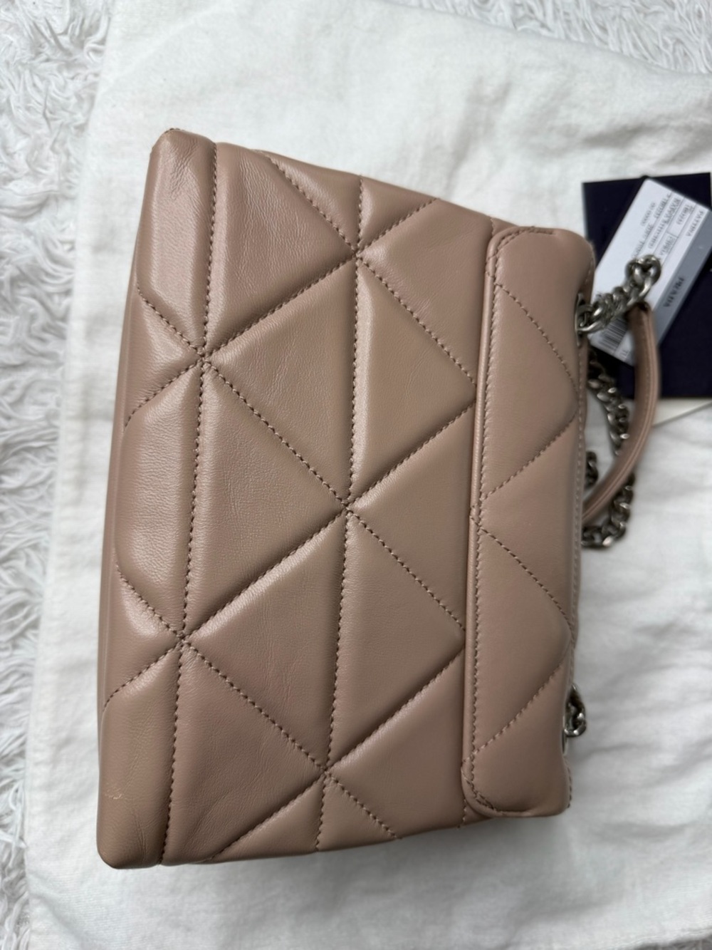 PRADA Nappa Stitched Small Spectrum Bag Cipria - Picture 6 of 11